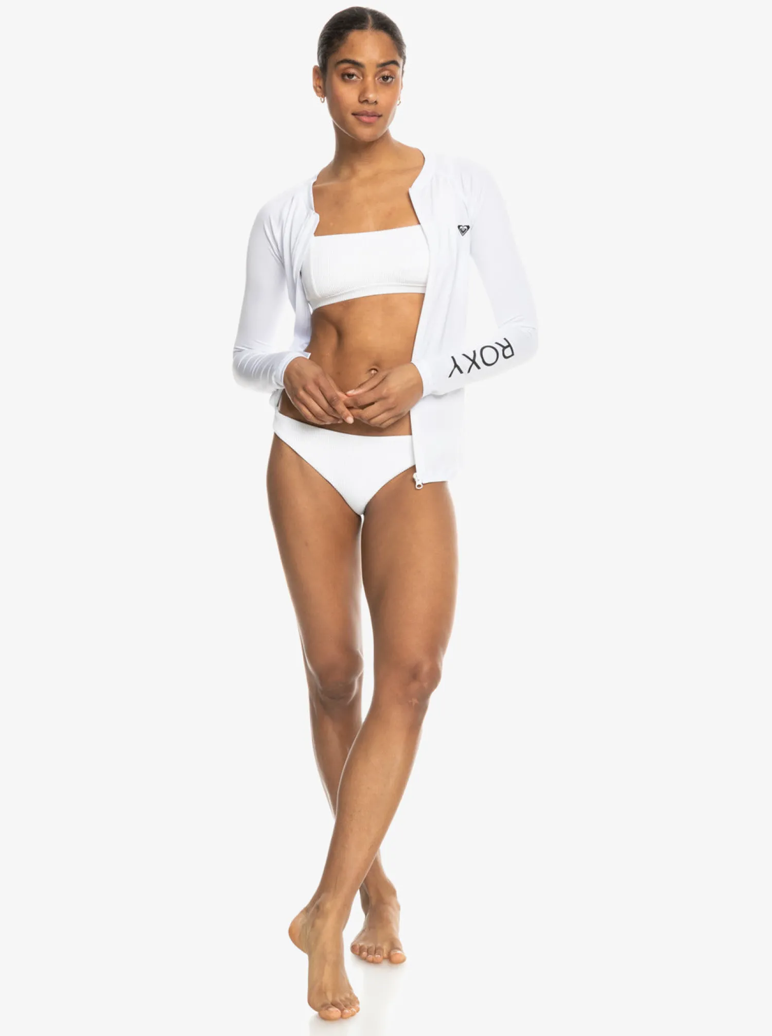 new_essentials_long_sleev_4.webp Roxy New Essentials Long Sleeve Zip-Up Rashguard | Rashguards | Rashguards