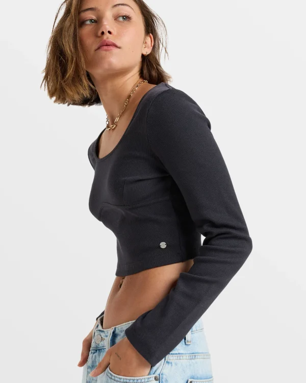 Roxy Pretty Please Long Sleeve Cropped Top | Tops